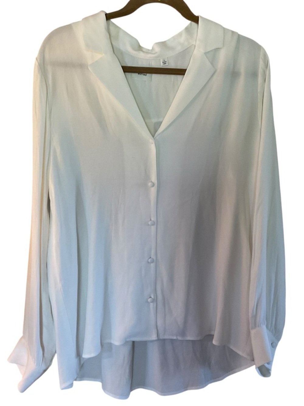 Wilfred Aritzia Tulum Blouse Light Birch Cream Button Front Top Size Large NWT - Picture 3 of 10